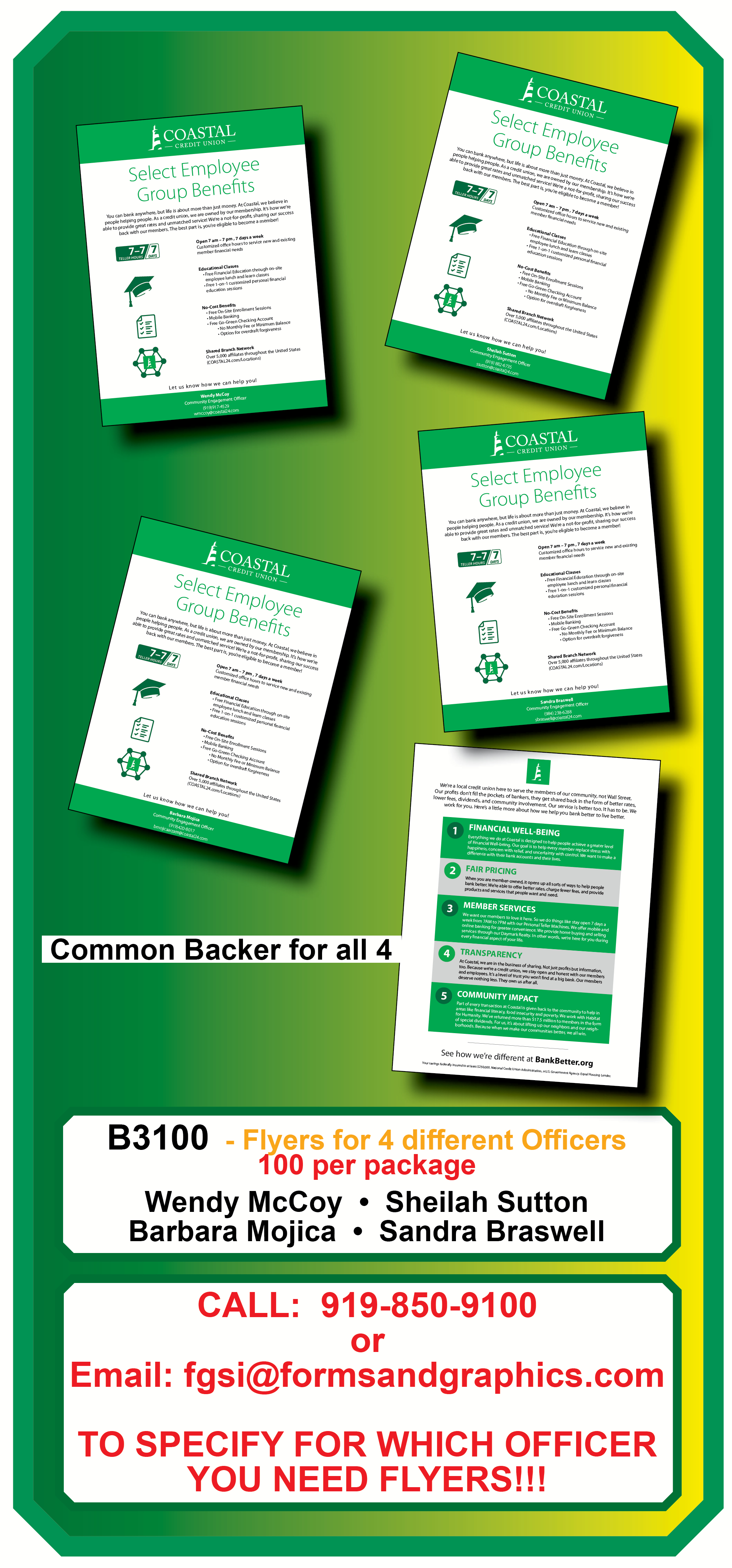 SEG BENEFITS FLYER **<B>Order By:  100 sheets per package</b>